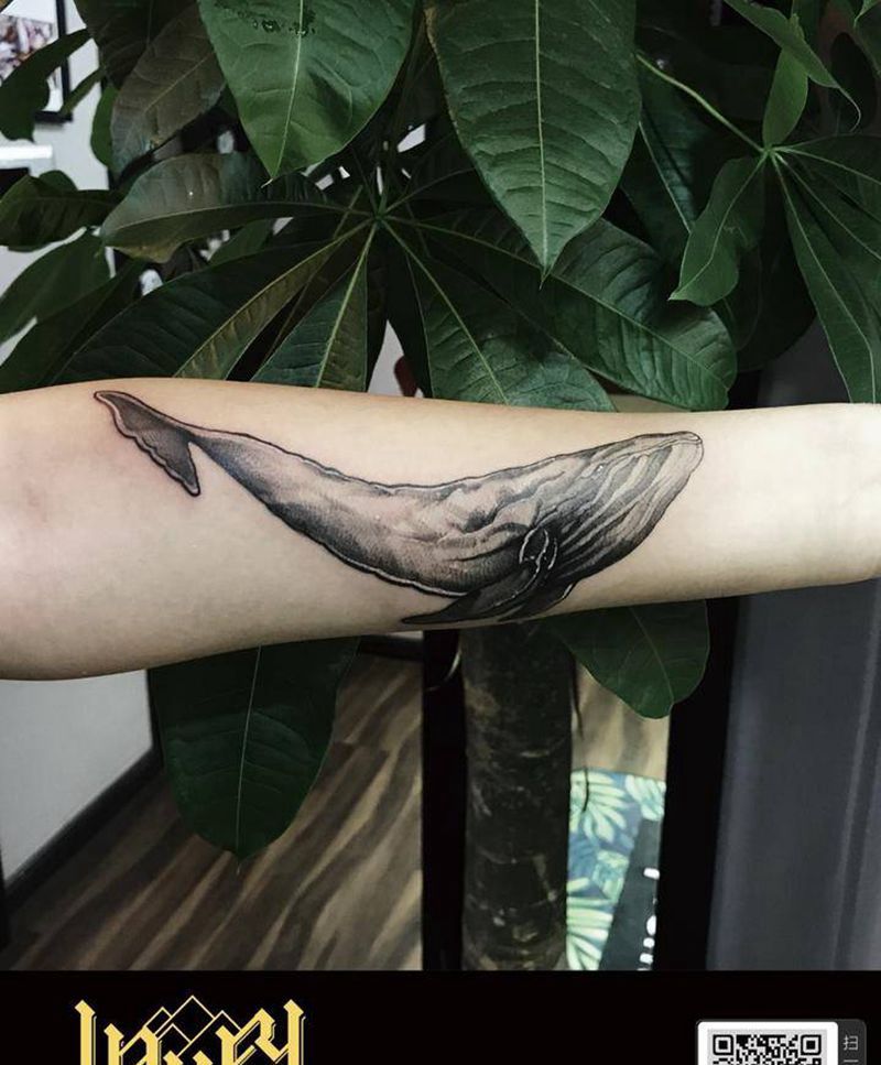 写实鲸鱼纹身图片_手臂欧美写实纹身图案