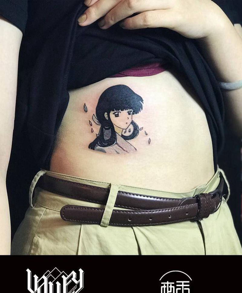 动漫 犬夜叉 桔梗纹身图片_腰部动漫卡通纹身图案