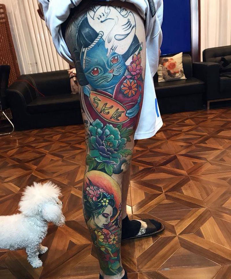 花腿纹身图片_