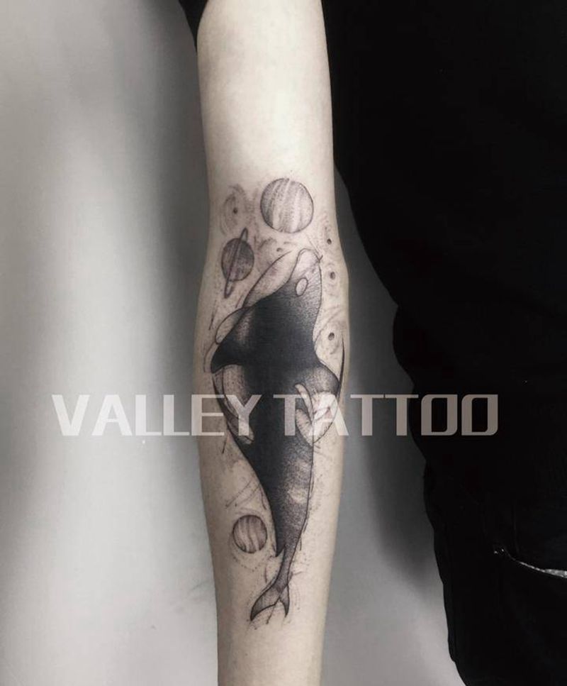 遮盖 虎鲸纹身图片_手臂纹身图案