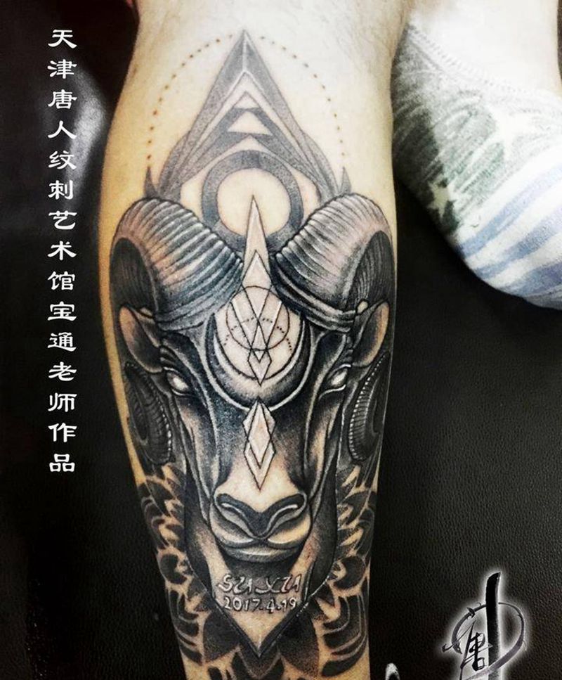 白羊座完工纹身图片_