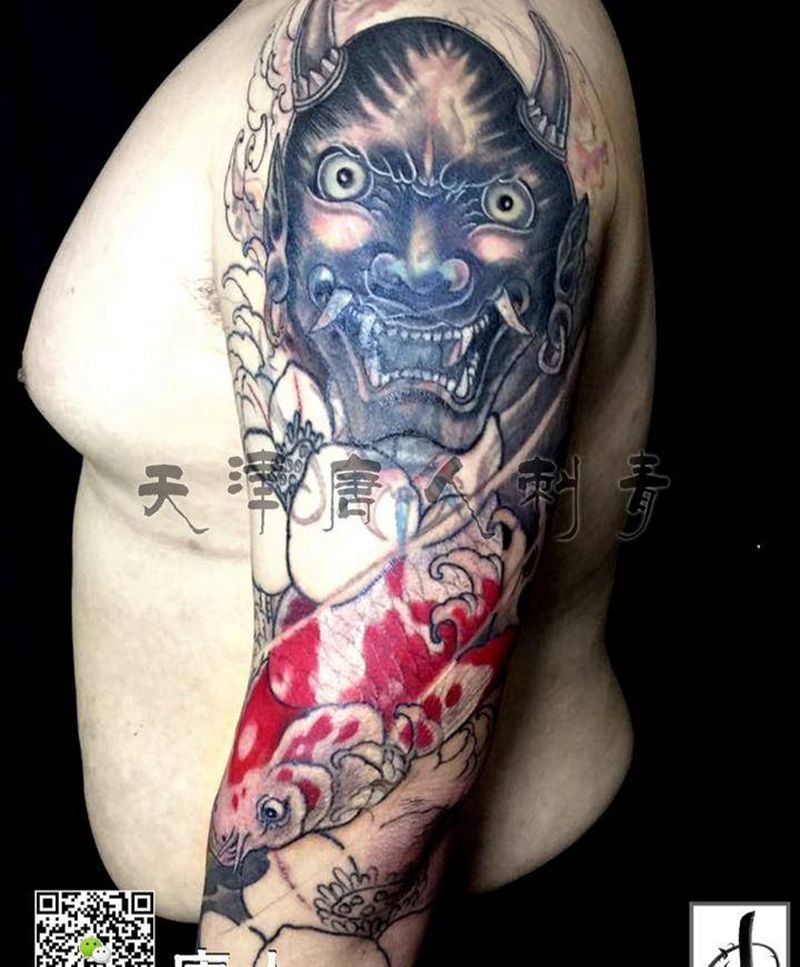 七分袖花臂遮盖失败纹身纹身图片_