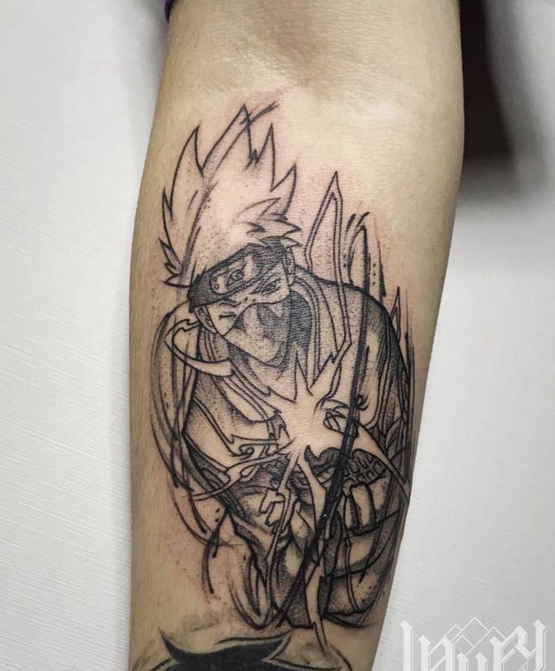 火影卡卡西纹身图片_手臂动漫纹身图案