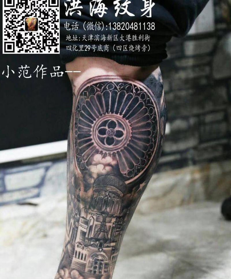 欧美花腿纹身图片_