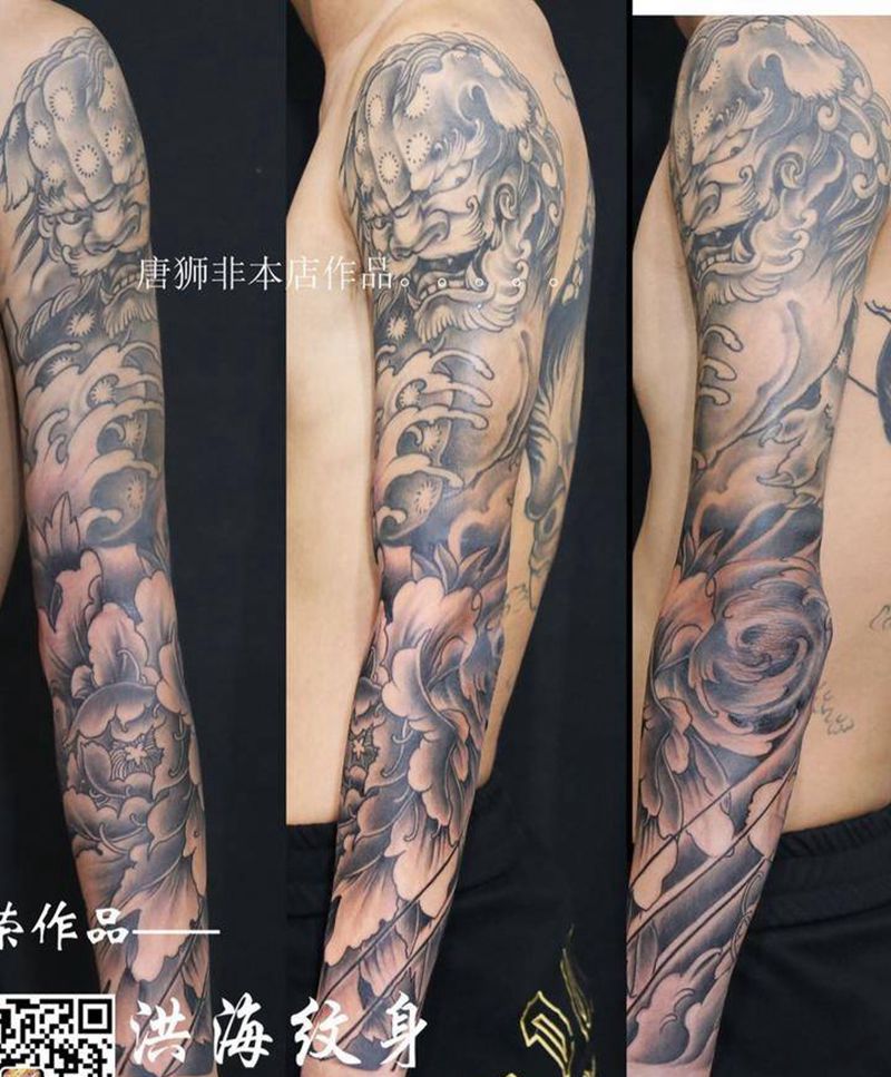 接花臂纹身图片_