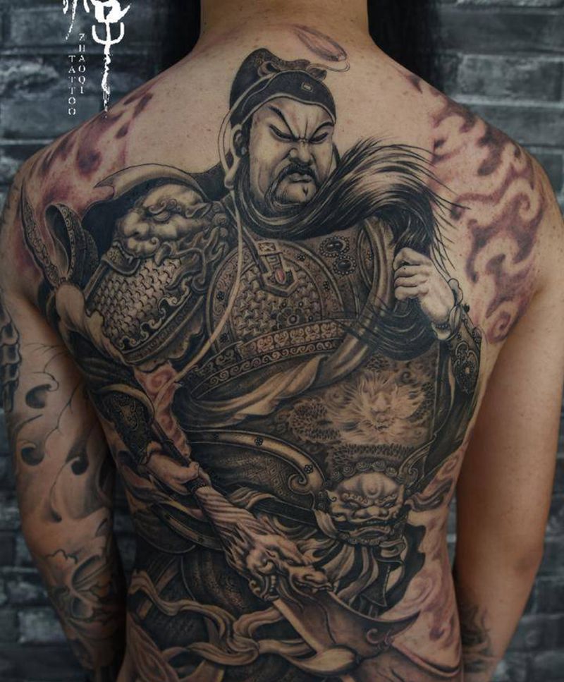 关公纹身图片_背部新传统关二爷关公纹身图案