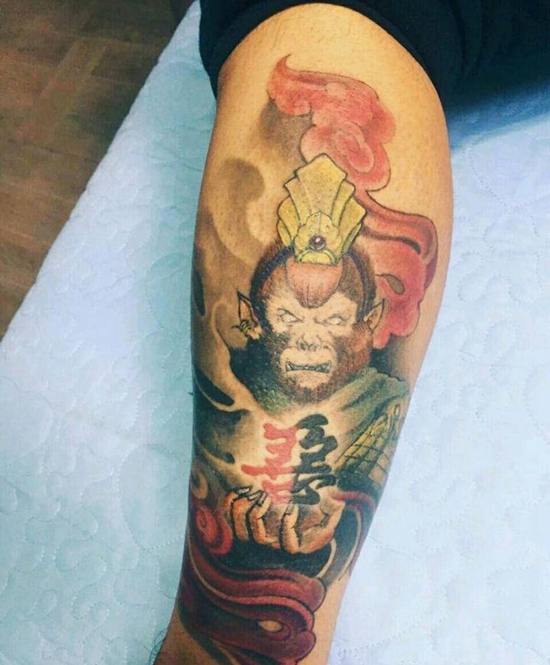 悟空纹身图片_手臂新传统悟空纹身图案