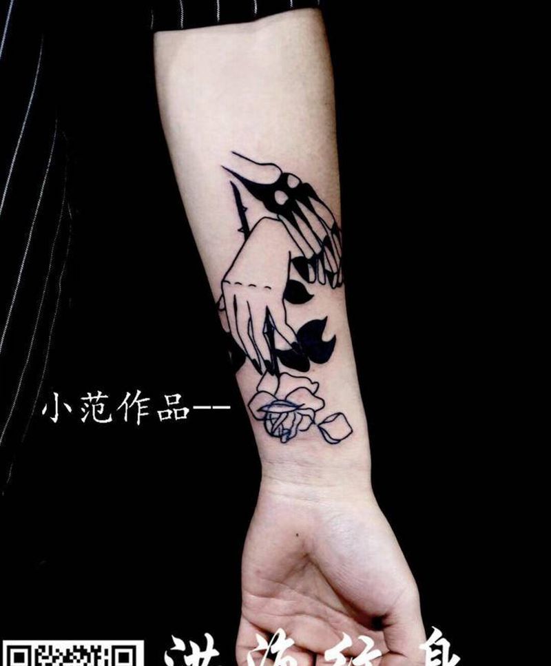 鬼手玫瑰纹身图片_手臂纹身图案