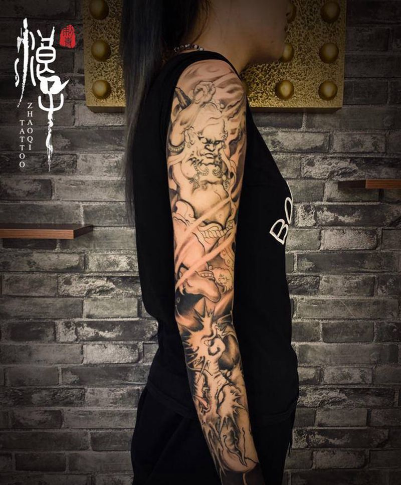 雷神下次继续纹身图片_手臂新传统纹身图案