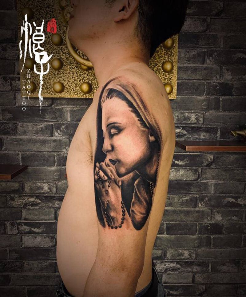 修女纹身图片_手臂欧美写实纹身图案