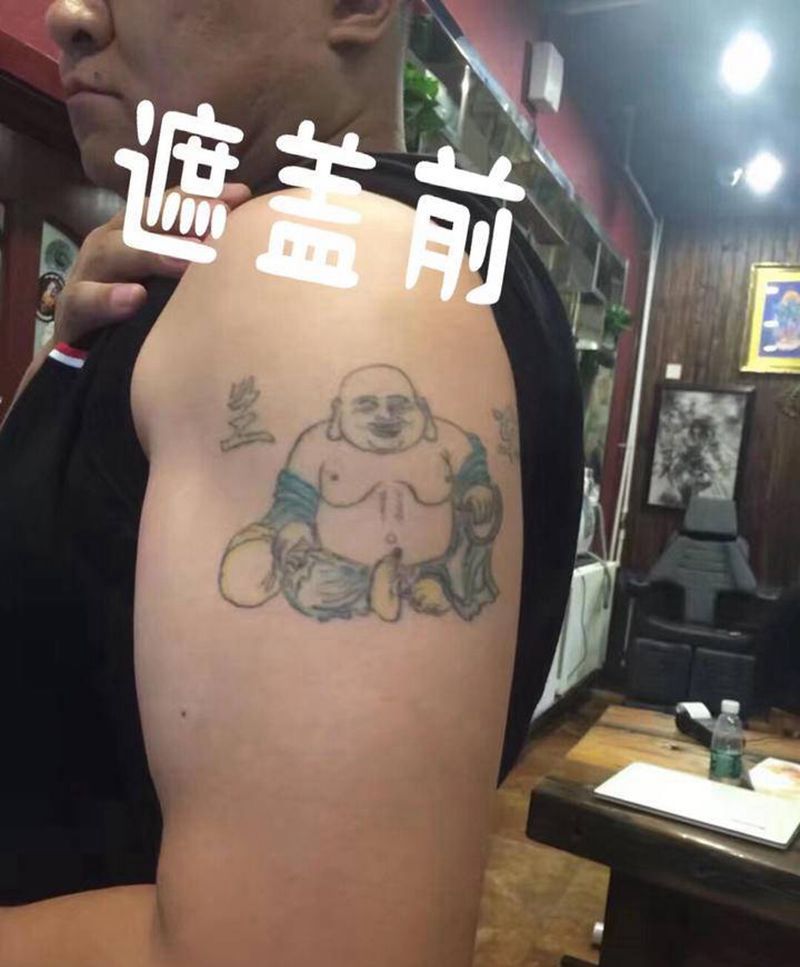 蜕变纹身图片_肩部手臂欧美写实纹身图案