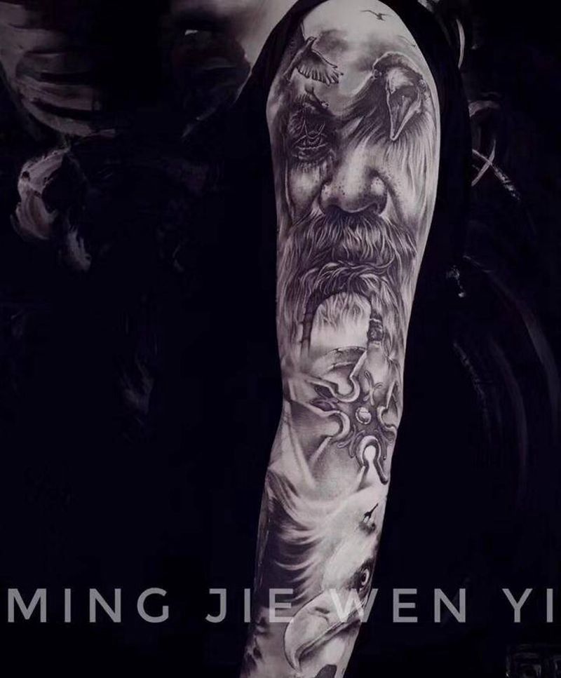 欧美欧风花臂纹身图片_手臂欧美写实纹身图案