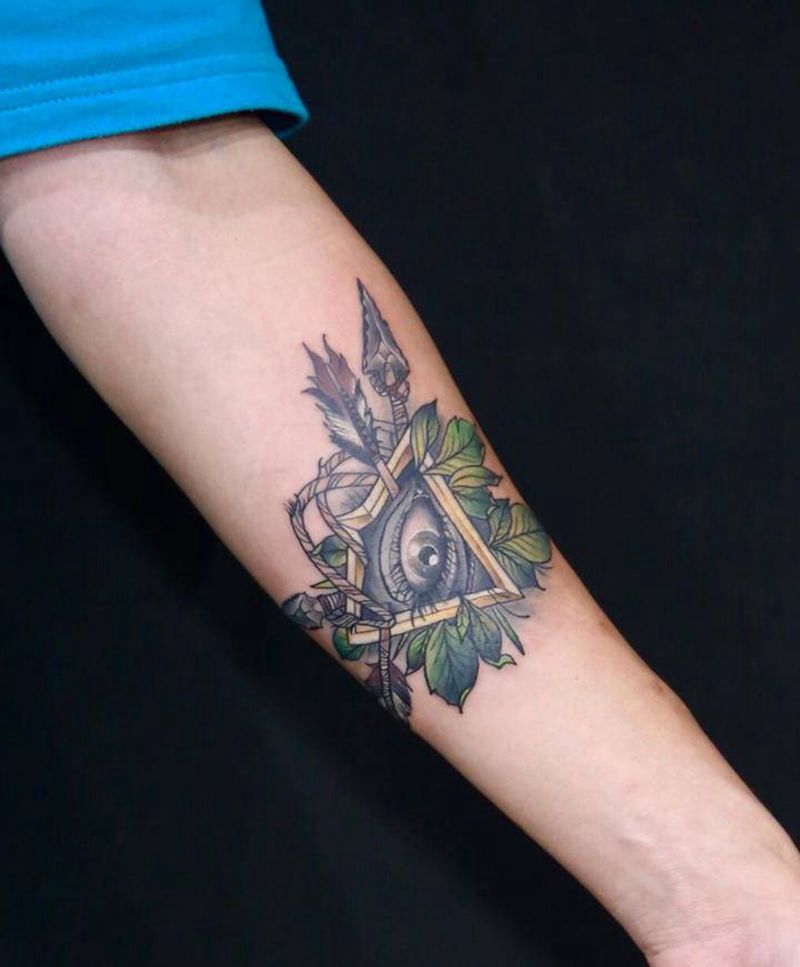 上帝之眼纹身图片_手臂欧美写实老传统纹身图案