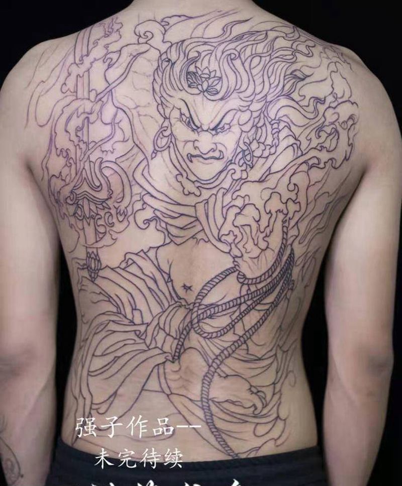 冥王纹身图片_背部老传统新传统纹身图案