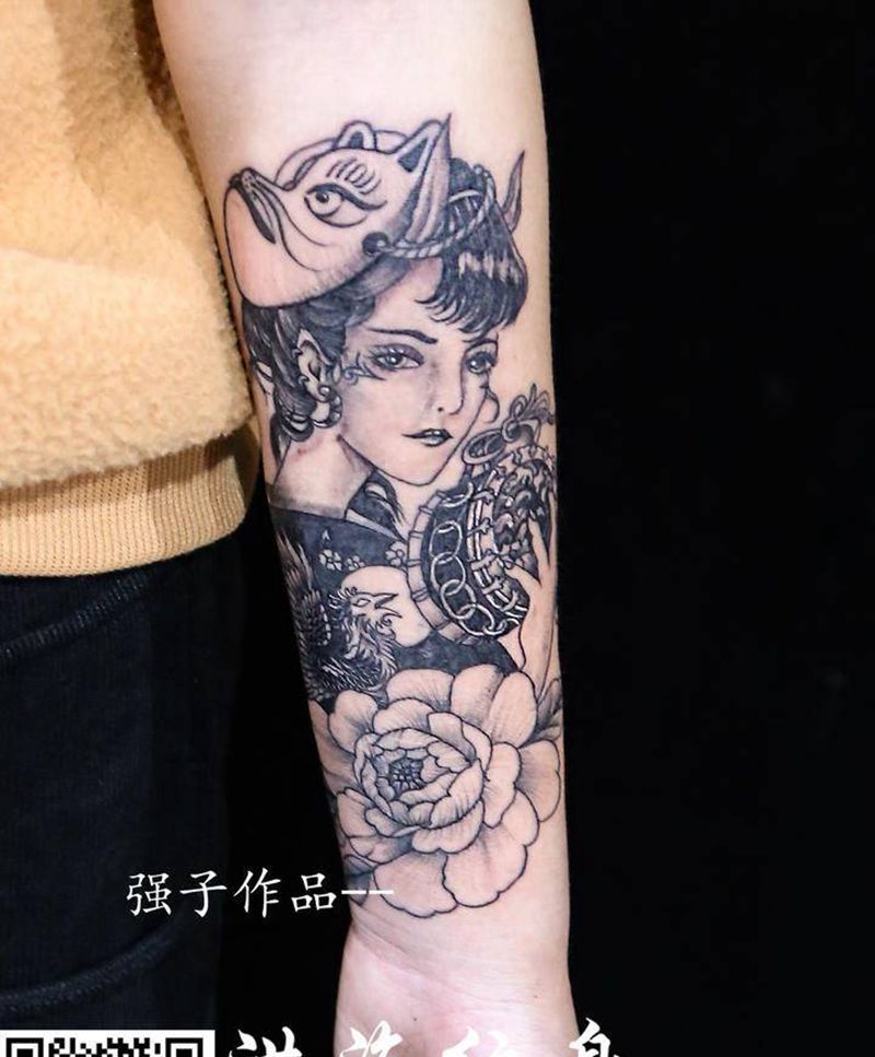 艺妓纹身图片_手臂老传统新传统纹身图案