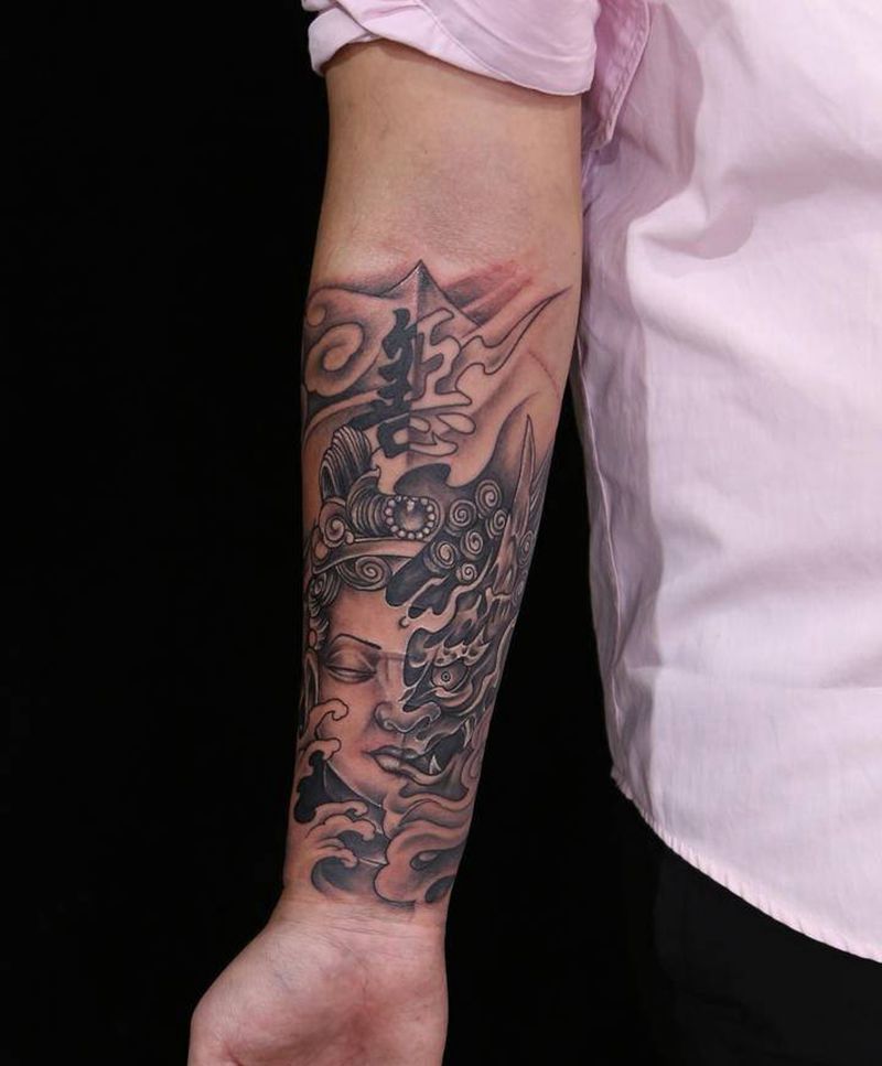 善恶魔佛纹身图片_老传统新传统纹身图案