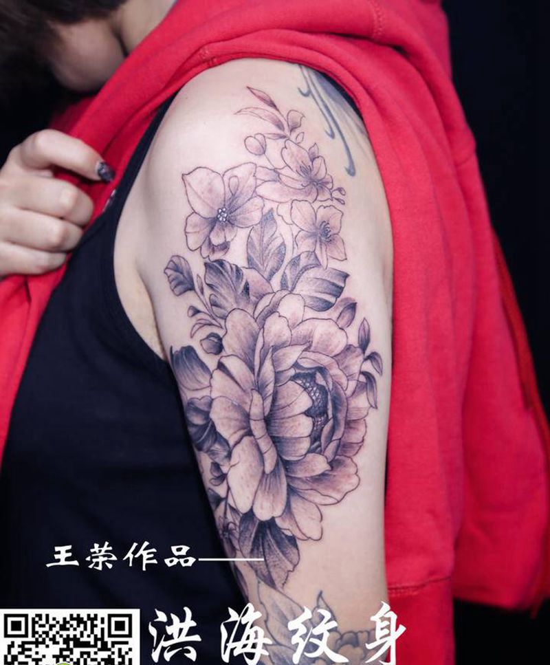 花纹身图片_老传统新传统纹身图案