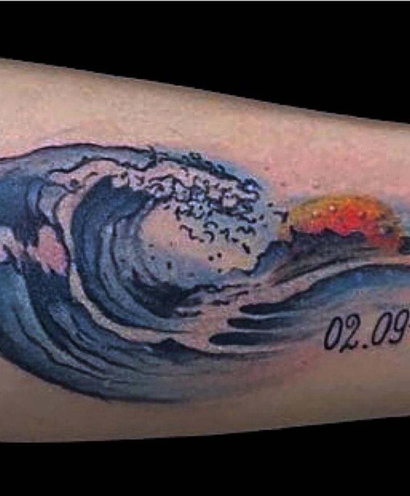 水纹身图片_手臂新传统纹身图案