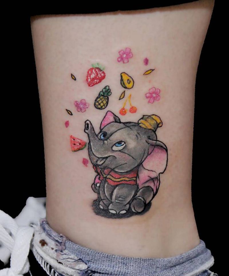 小象纹身图片_腿部纹身图案