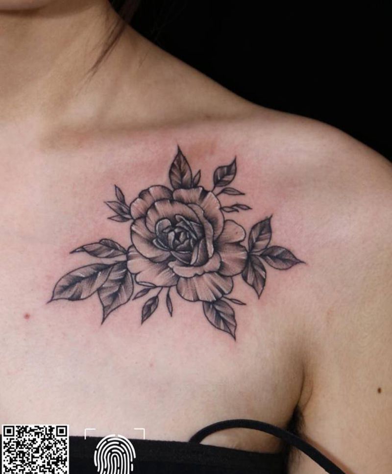 点刺花纹身图片_胸部点刺新传统纹身图案