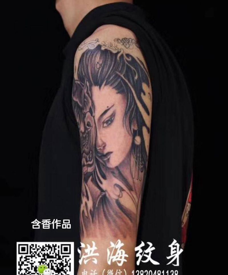 本店作品纹身图片_手臂腿部老传统纹身图案