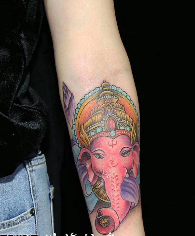 象神纹身图片_手臂手部纹身图案