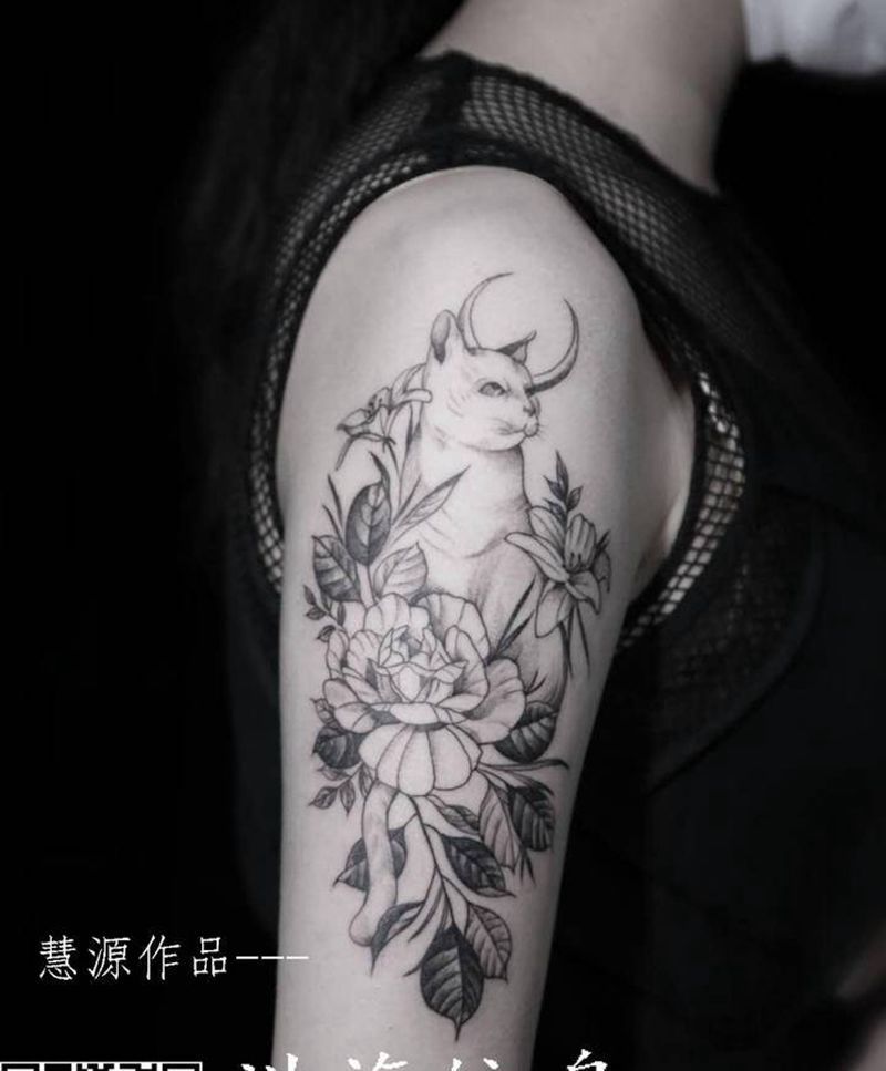 素花纹身图片_手臂点刺纹身图案