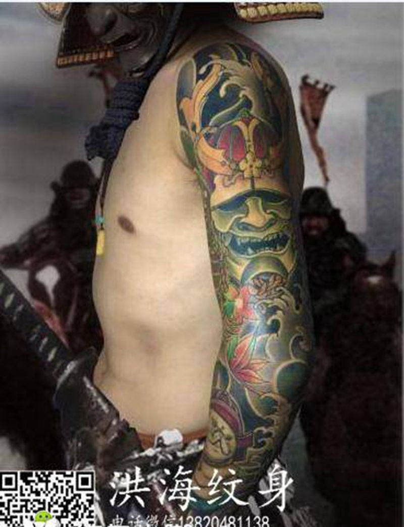 鬼武士纹身图片_手臂纹身图案