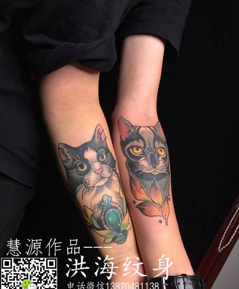 猫纹身图片_手臂纹身图案