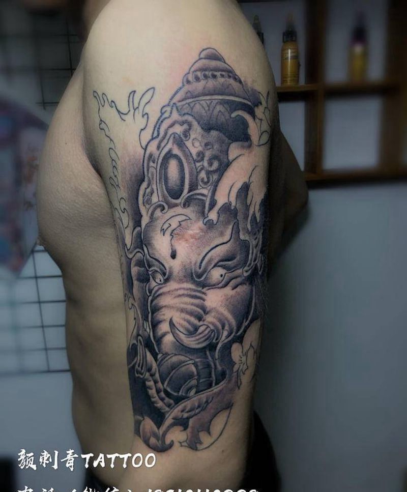 象神纹身图片_手臂纹身图案