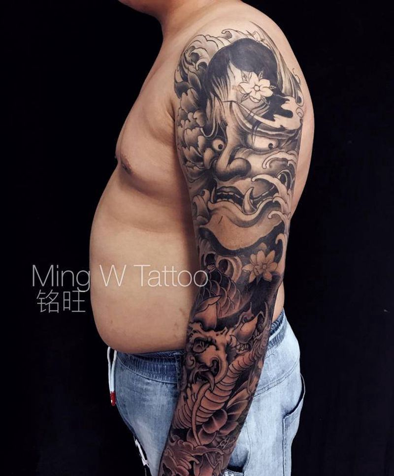 般若纹身图片_手臂老传统纹身图案