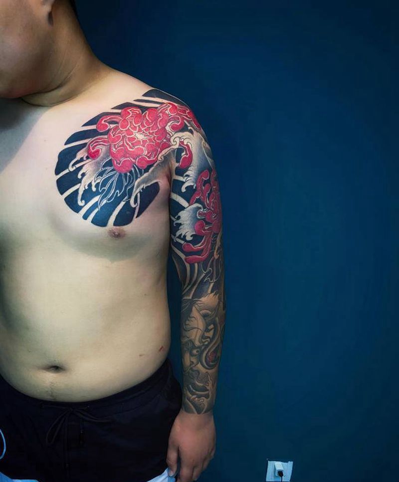 日式纹身图片_手臂老传统纹身图案