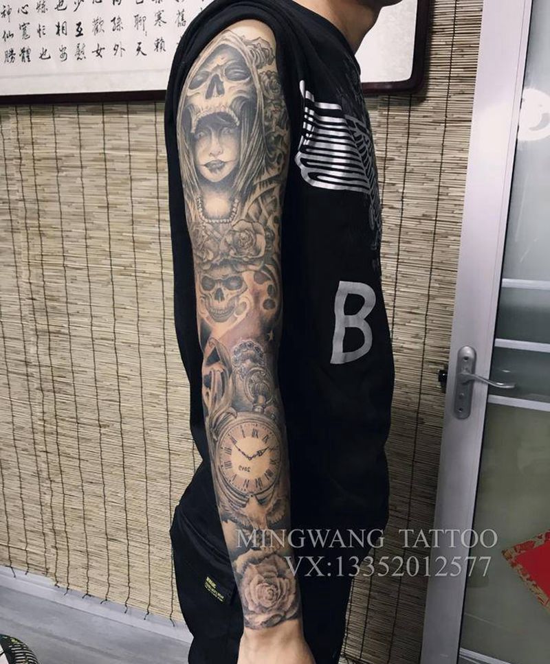 欧美花臂纹身图片_手臂欧美写实纹身图案