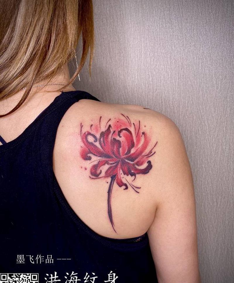 彼岸花纹身图片_背部纹身图案