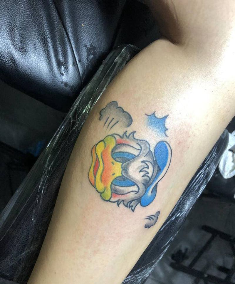 old school唐老鸭纹身图片_腿部Old School纹身图案