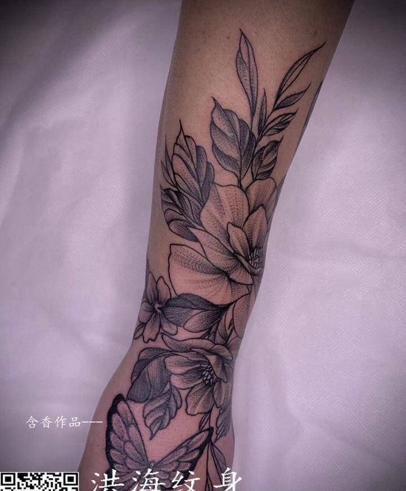 素花纹身图片_手臂手部纹身图案