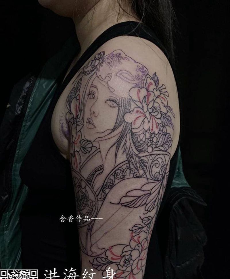 艺妓纹身图片_手臂纹身图案