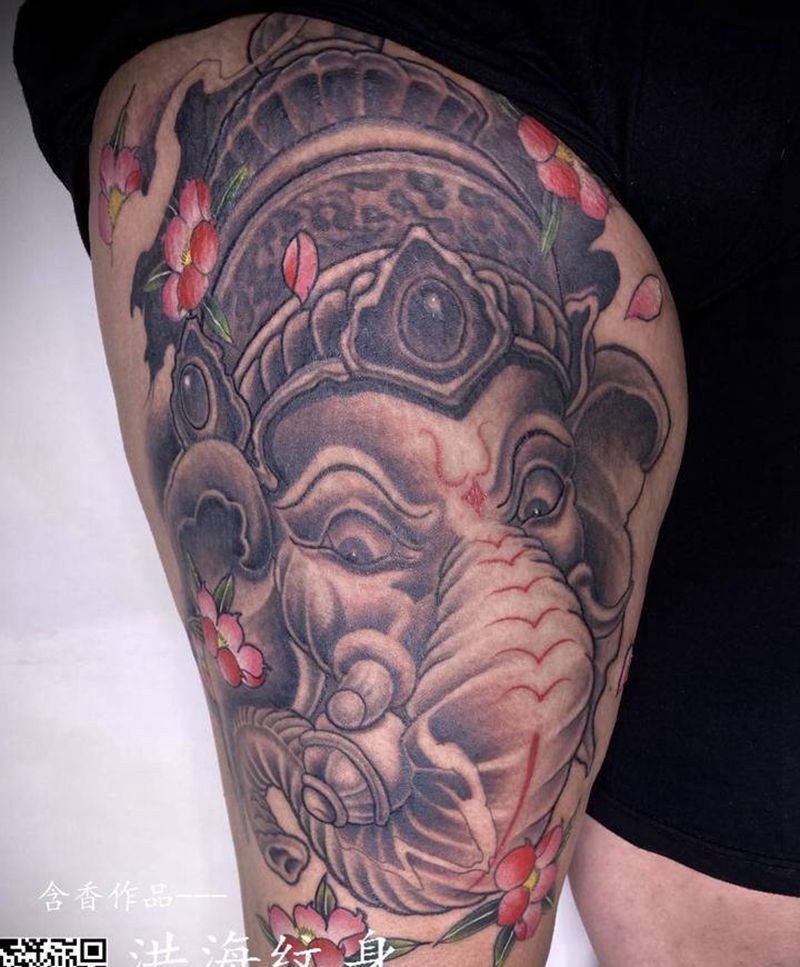 象神纹身图片_手臂腿部纹身图案