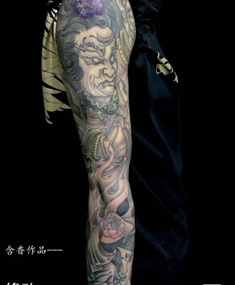 不动明王纹身图片_手臂纹身图案