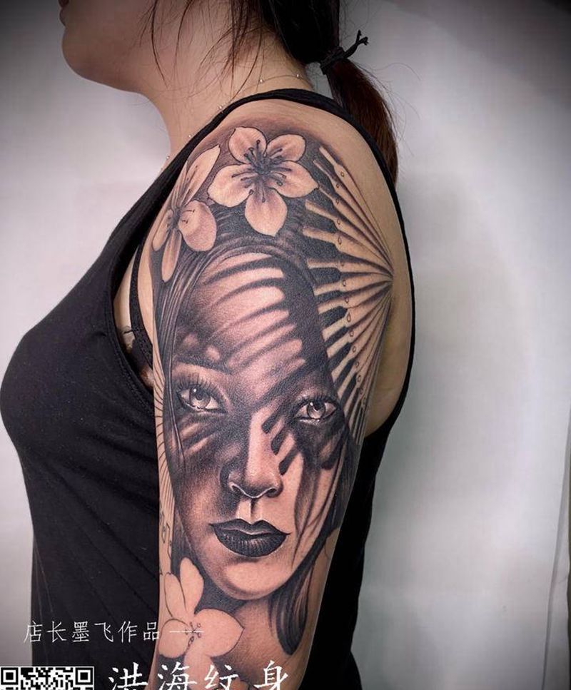 女图纹身图片_手臂腿部纹身图案