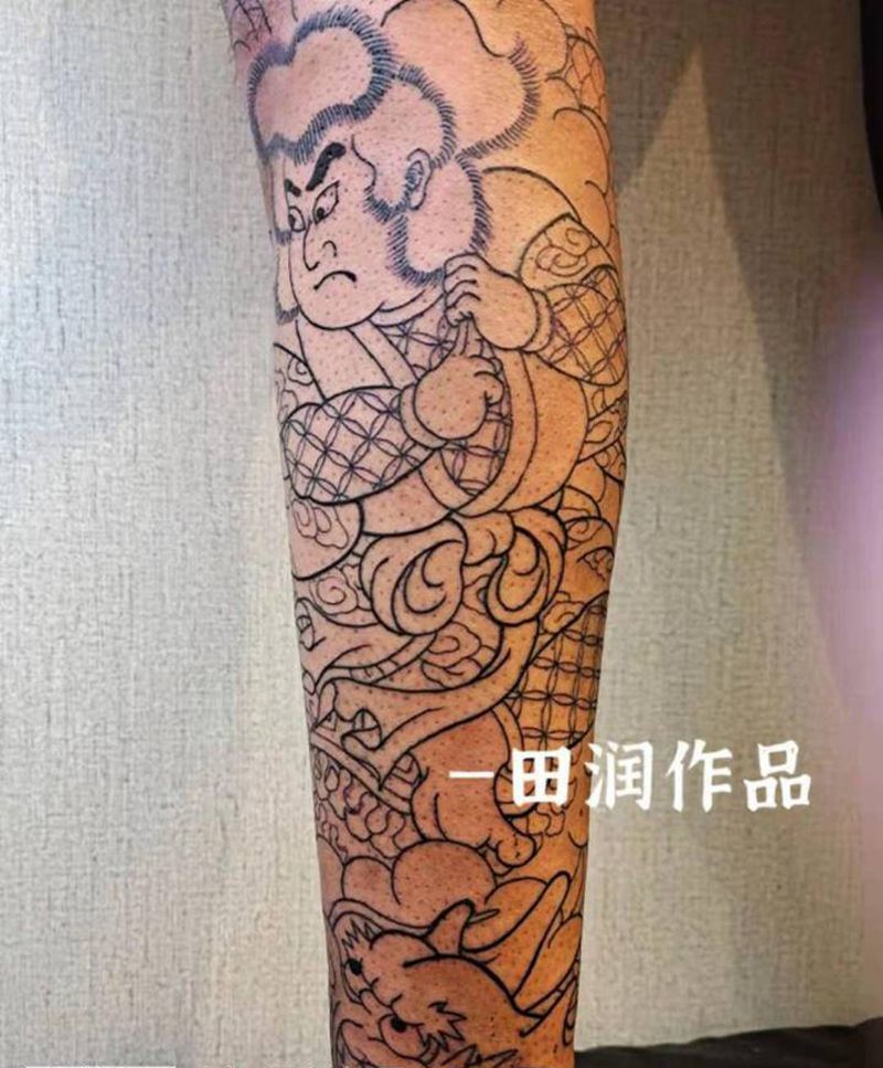 包小腿纹身图片_腿部纹身图案