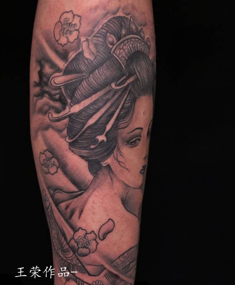 艺伎纹身图片_手臂纹身图案