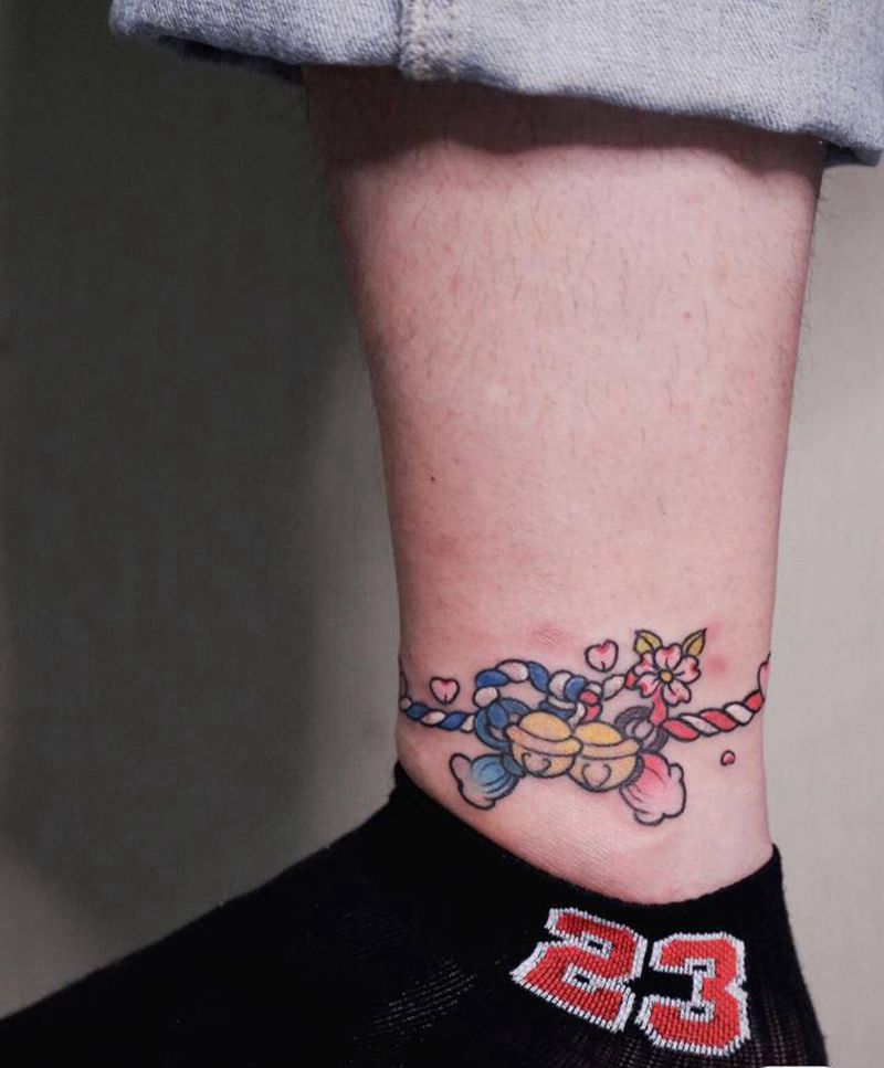 情侣脚环纹身图片_脚部手臂纹身图案