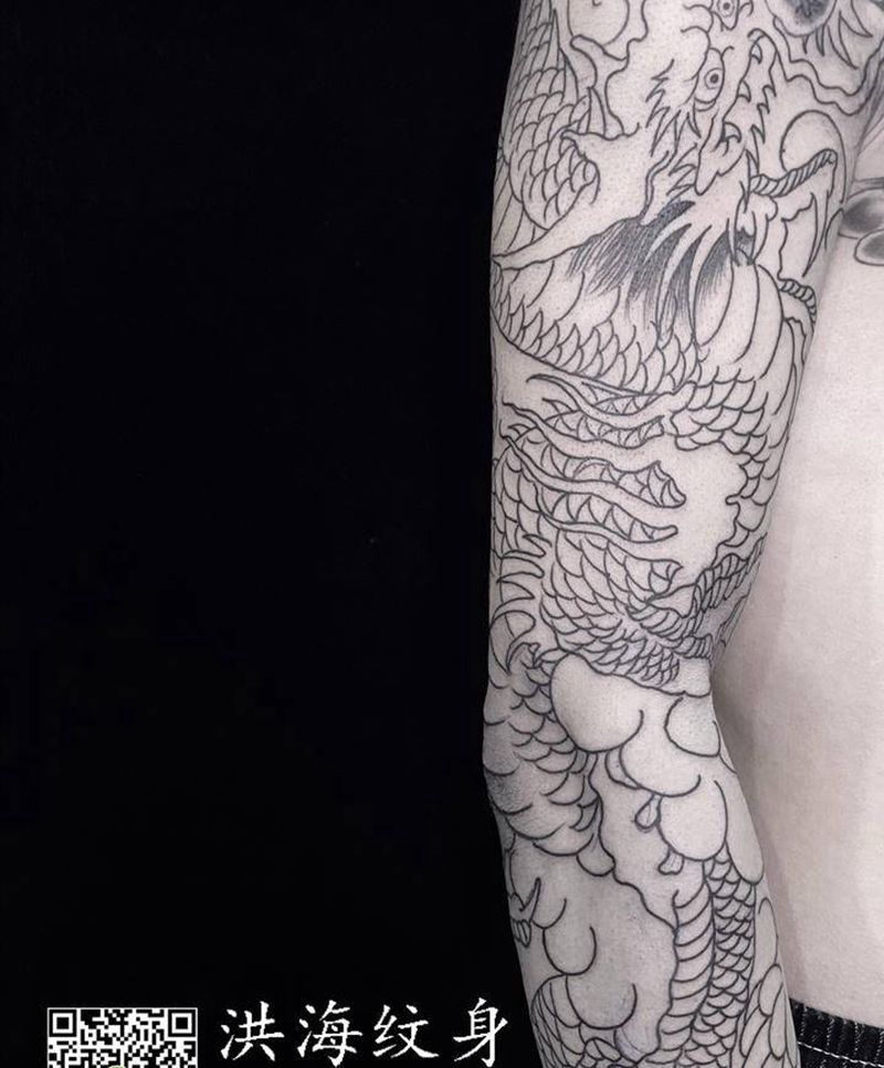 老传统花臂龙纹身图片_手臂纹身图案