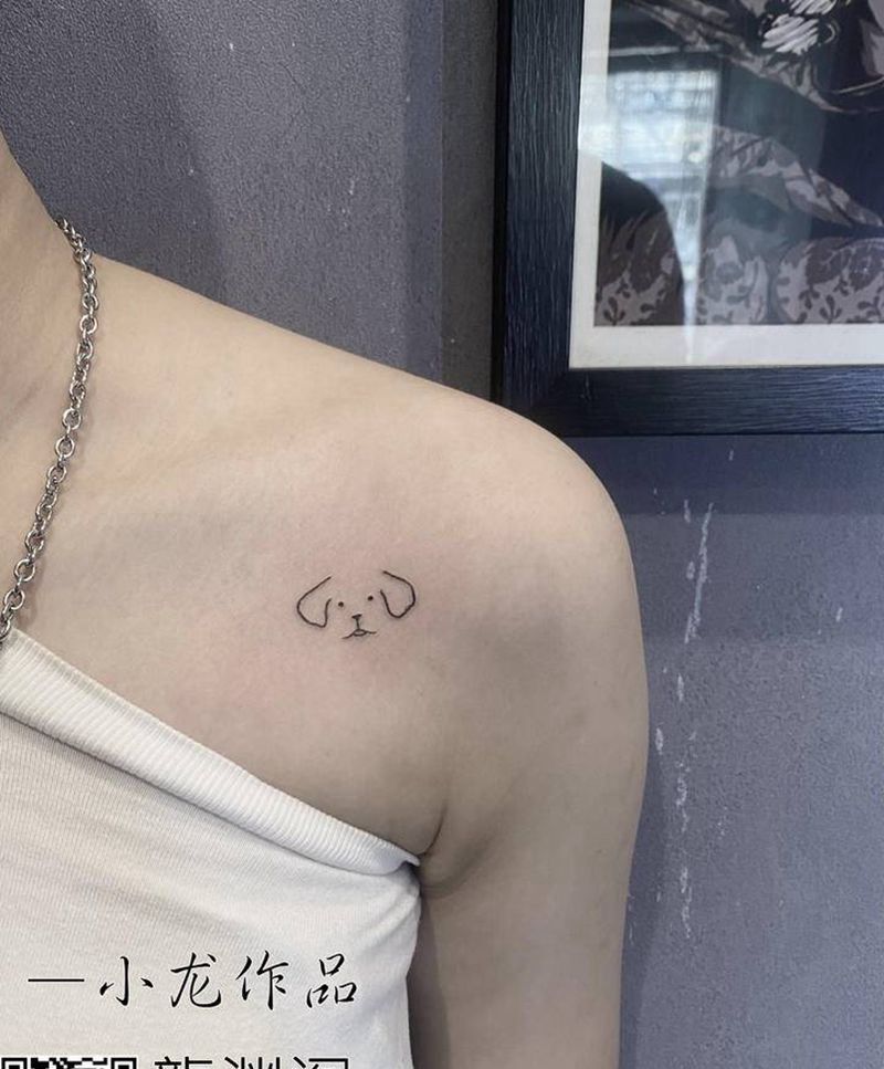 线条纹身图片_肩部纹身图案