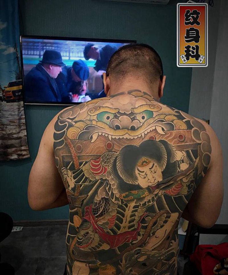 张顺破水门纹身图片_背部老传统张顺日式纹身图案