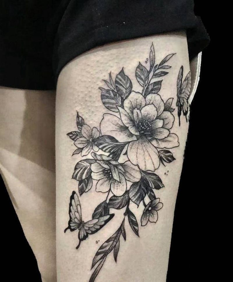 龍渊阁作品纹身图片_腿部点刺纹身图案