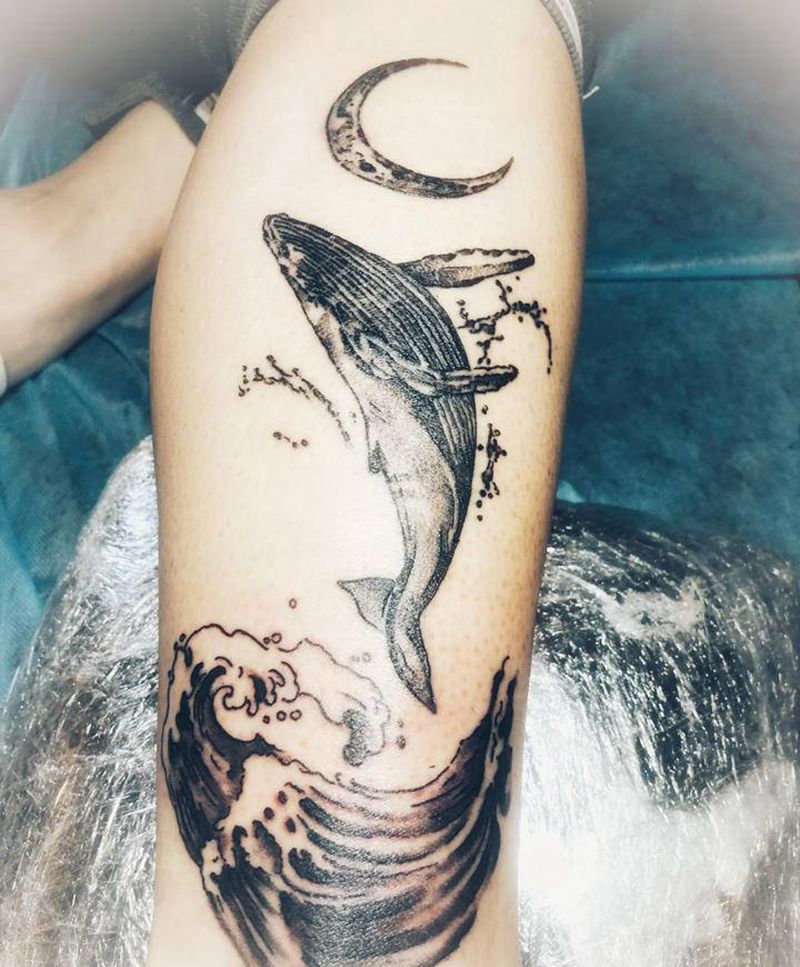 小清新纹身图片_腿部点刺纹身图案