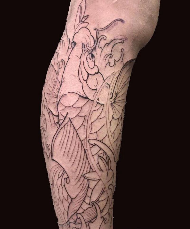 线条纹身图片_手臂手部点刺老传统纹身图案