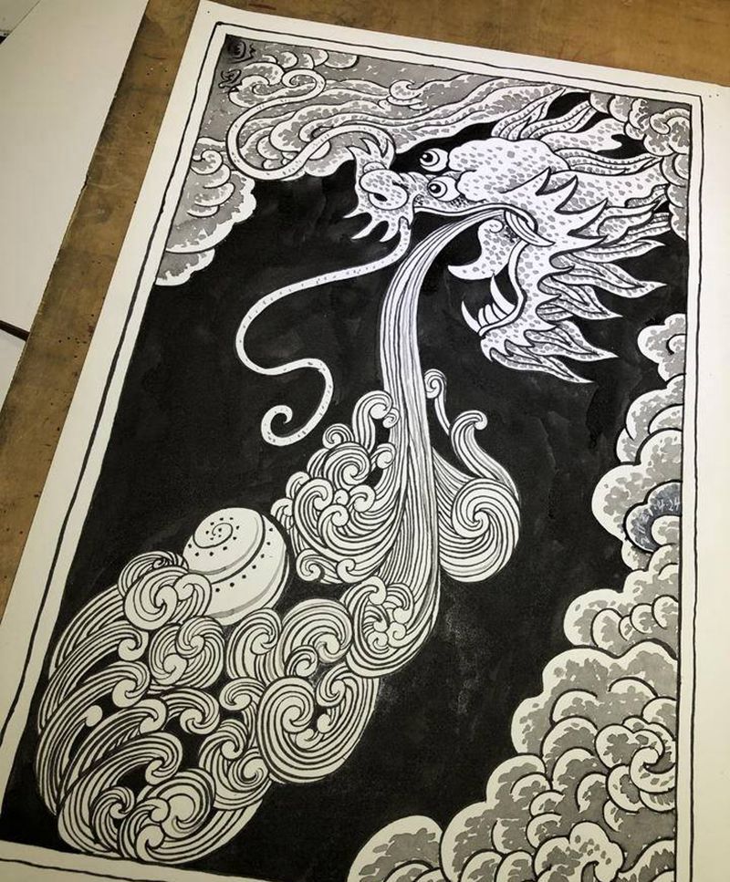 龍纹身图片_創意龍稿纹身图案